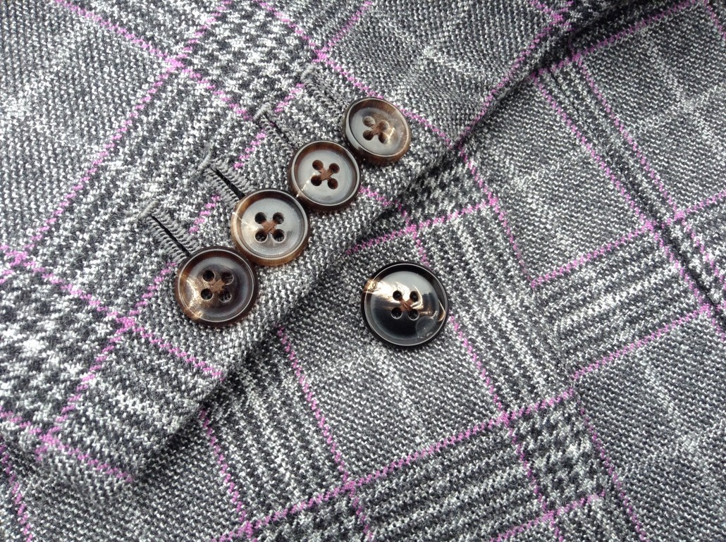 The cuff of my bespoke coat I recently made for myself. Hand made button holes and real horn buttons.