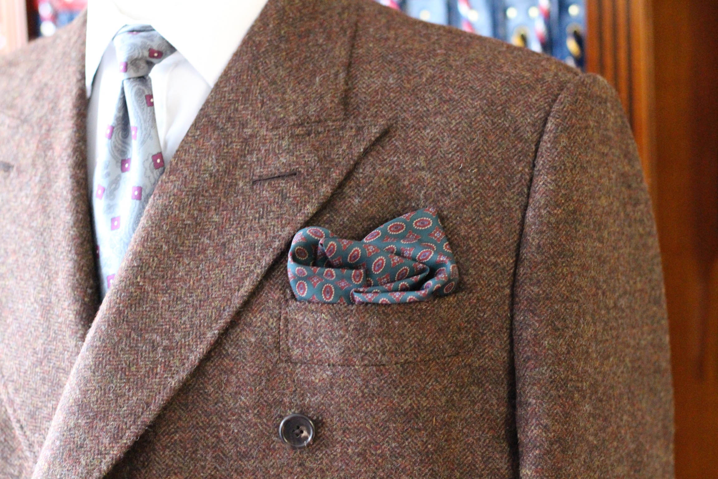 Tweed Suit with Pocket Square