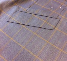 Cashmere and silk lilac cloth, attention to detail pocket matching through the seam.