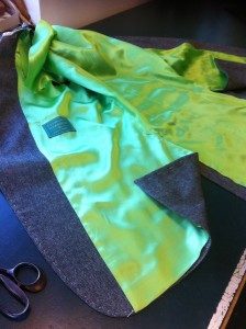 A nice lime green satin lining.