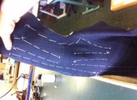 Full bespoke hand canvas, hand basted into a clients coat, the shape is obvious to see.