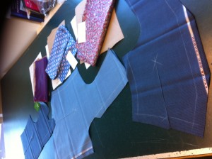 Another angle of the waistcoats after cutting.